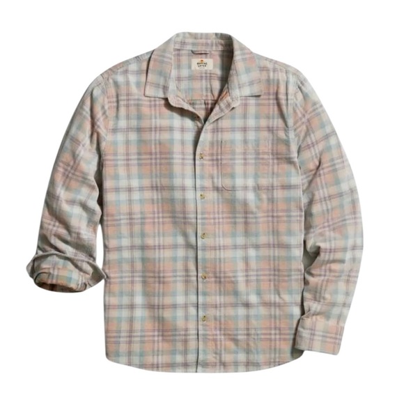 Marine Layer Lightweight Plaid Cord Shirt Cork Multi Plaid Size Marge NWT